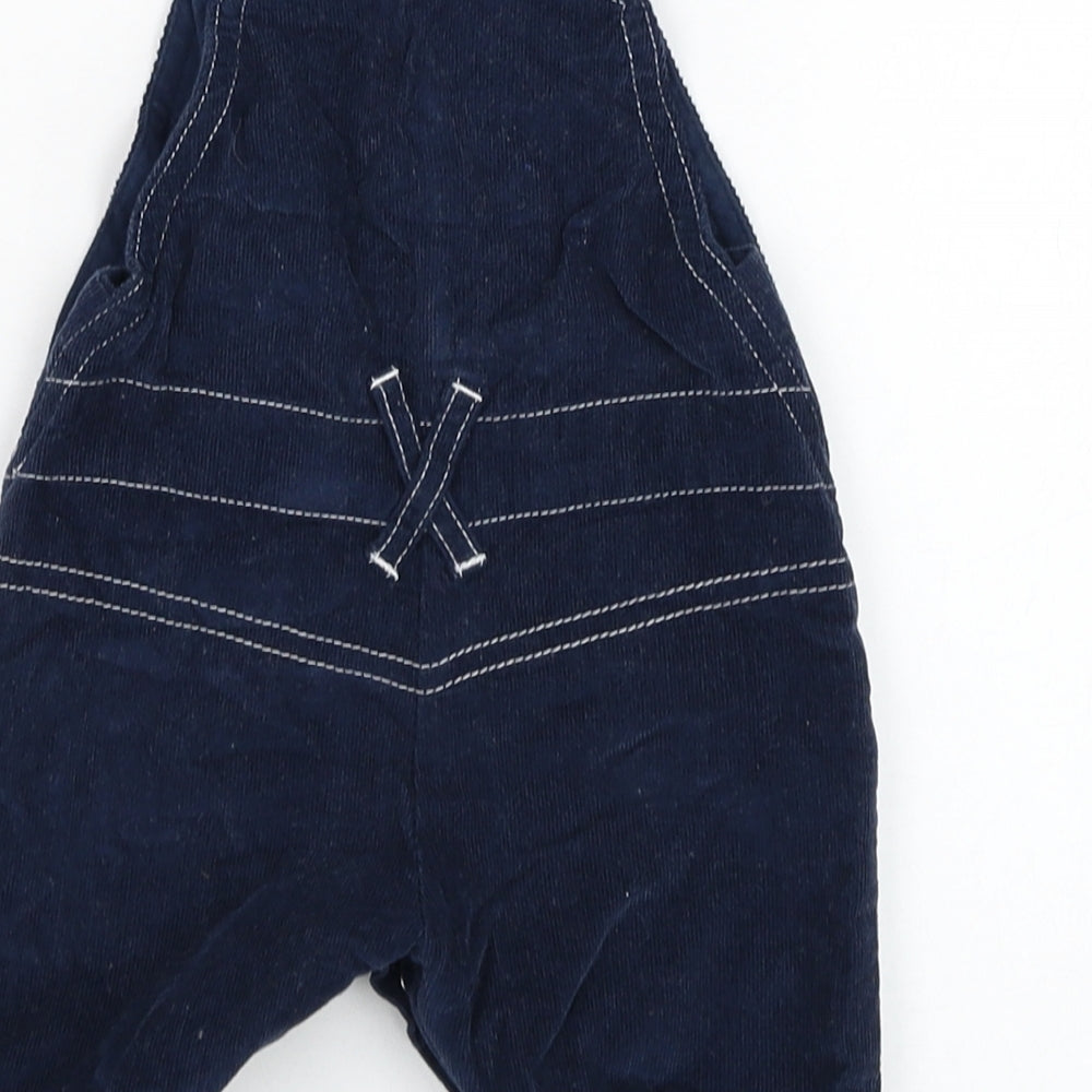 Dunnes Stores Boys Blue  Cotton Dungaree One-Piece Size 0-3 Months  Button - Horse
