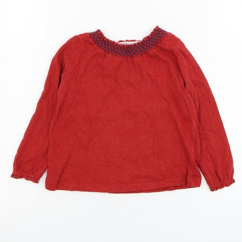 F&F Girls Red  Cotton Basic T-Shirt Size 18-24 Months Round Neck Pullover