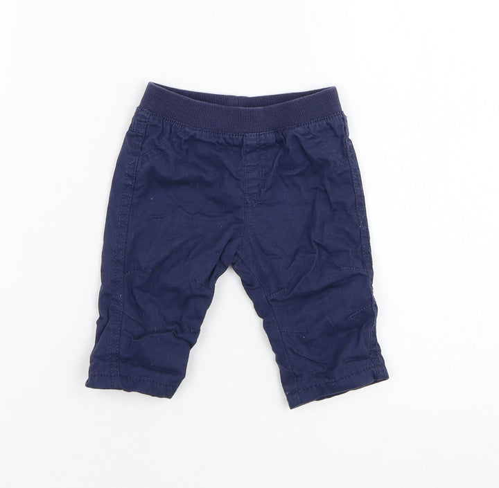 Matalan Boys Blue Cotton Jogger Trousers Size 6-9 Months Pullover