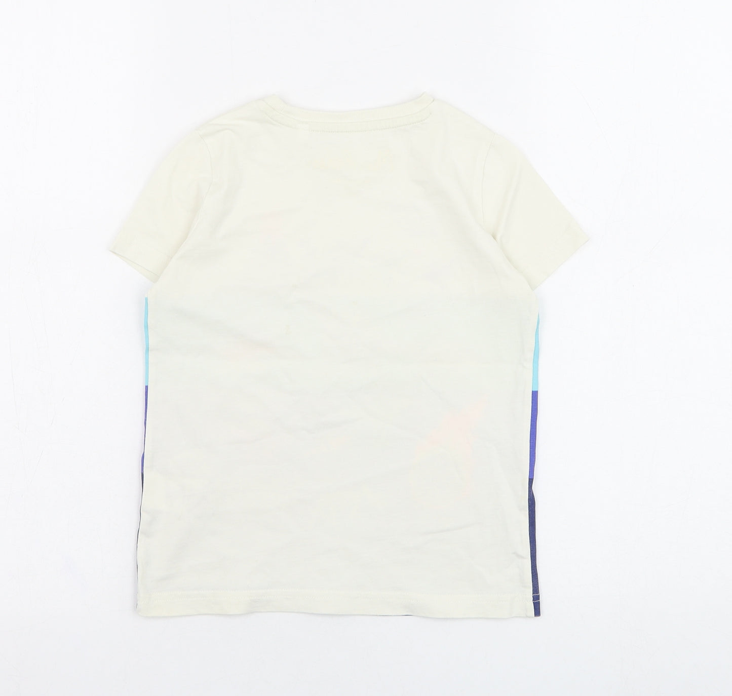 Mini Boden Boys Ivory  Cotton Basic T-Shirt Size 10 Years Round Neck Pullover - Dinosaur