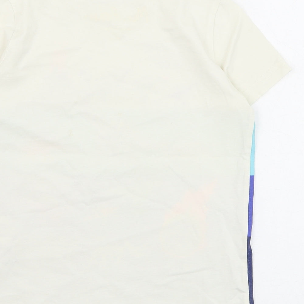 Mini Boden Boys Ivory  Cotton Basic T-Shirt Size 10 Years Round Neck Pullover - Dinosaur