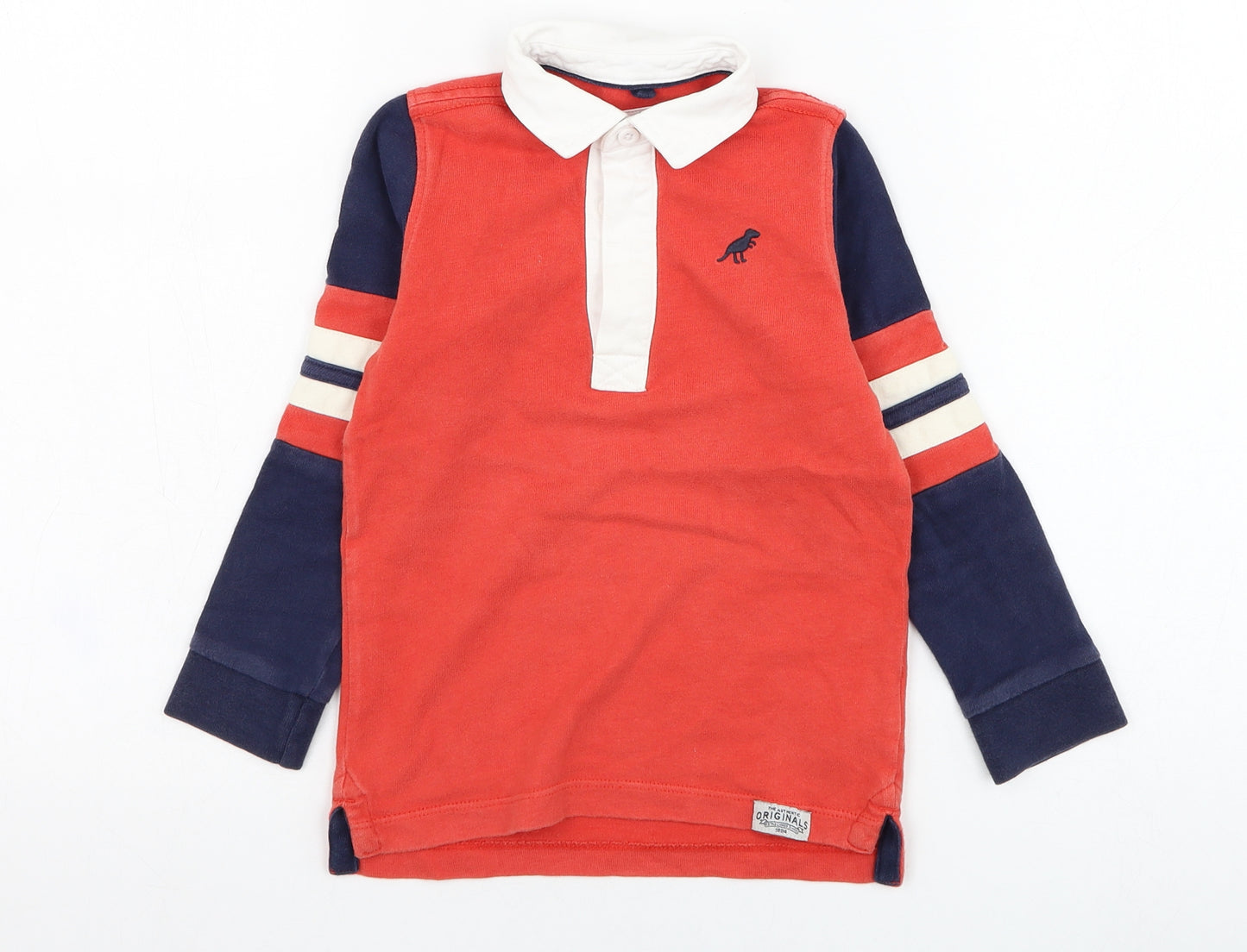 Marks and Spencer Boys Red  Cotton Henley Sweatshirt Size 4-5 Years  Pullover