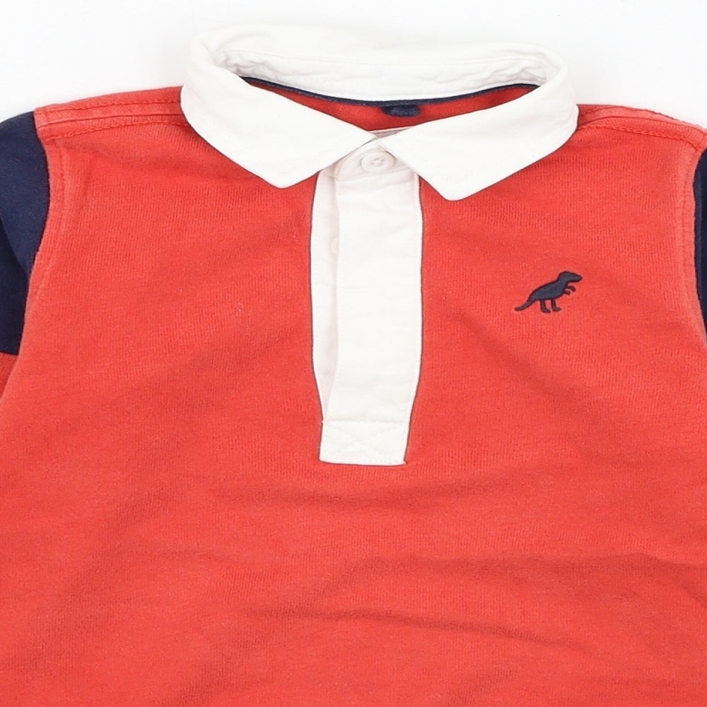Marks and Spencer Boys Red  Cotton Henley Sweatshirt Size 4-5 Years  Pullover