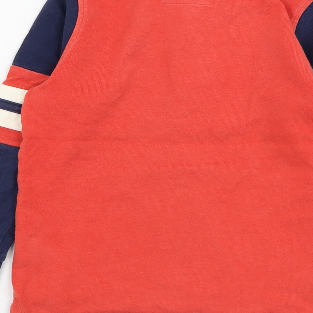 Marks and Spencer Boys Red  Cotton Henley Sweatshirt Size 4-5 Years  Pullover