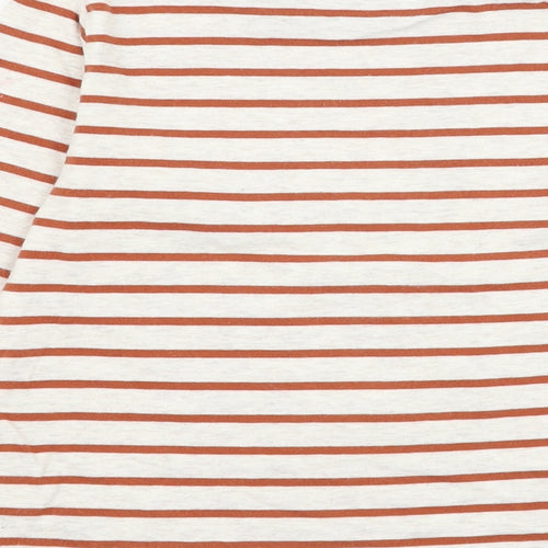 NEXT Boys Ivory Striped Cotton Basic T-Shirt Size 3-4 Years Round Neck Pullover - Dinosaur