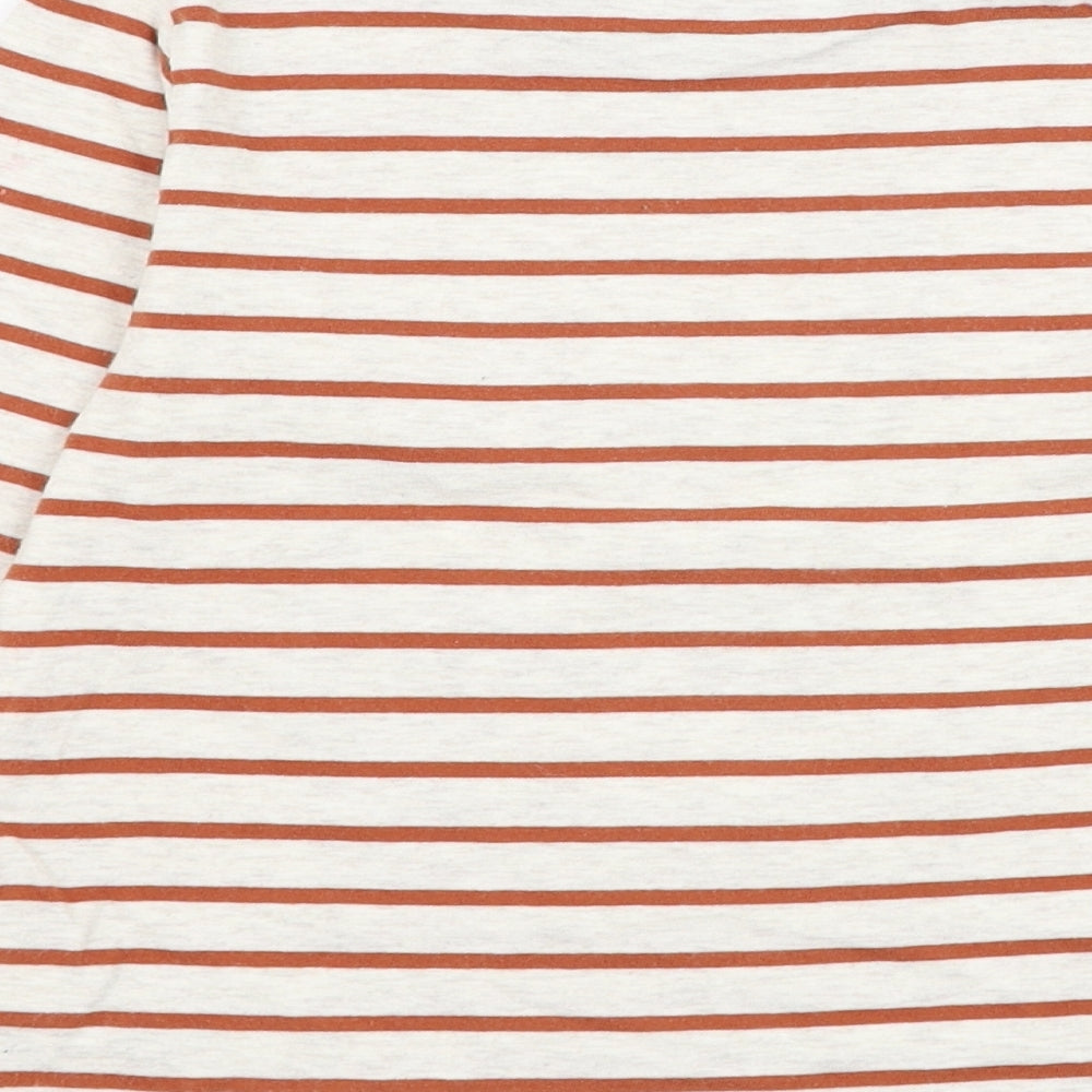 NEXT Boys Ivory Striped Cotton Basic T-Shirt Size 3-4 Years Round Neck Pullover - Dinosaur