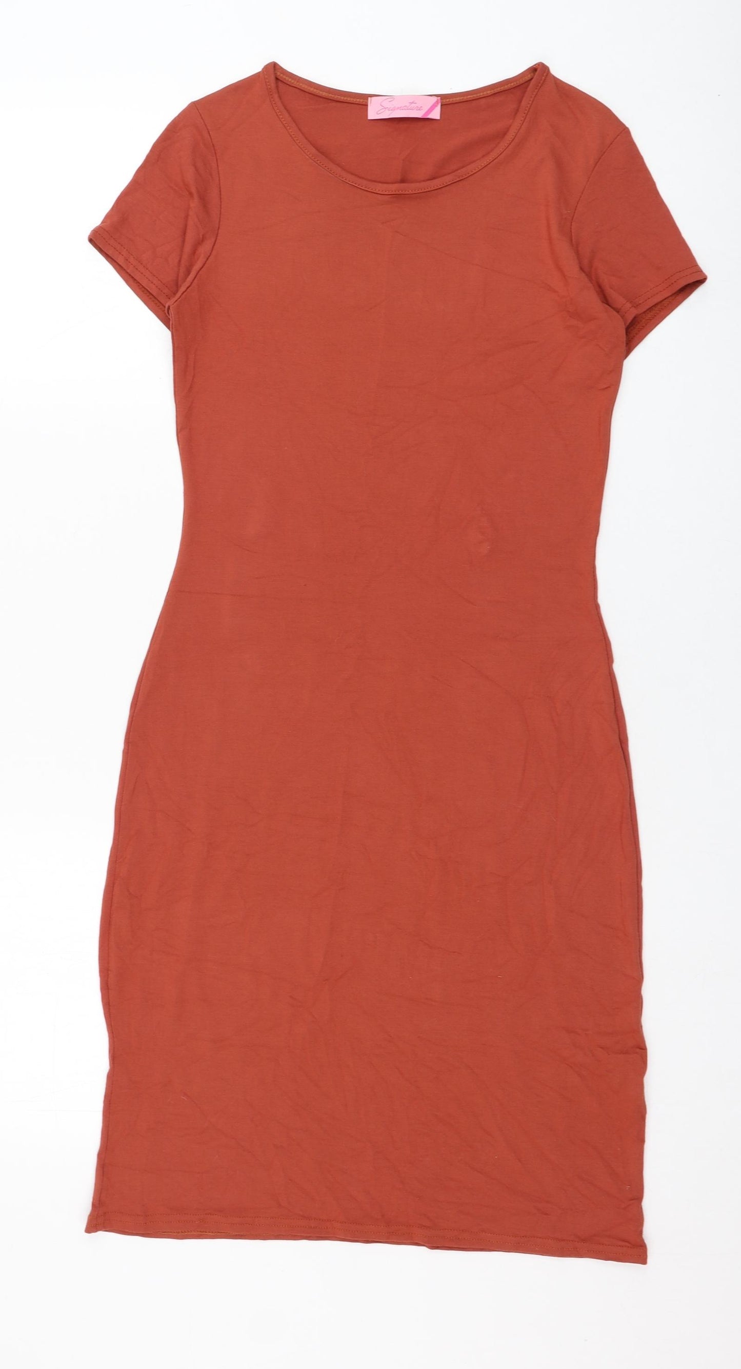 Signature Womens Red  Viscose T-Shirt Dress  Size 8  Round Neck Pullover