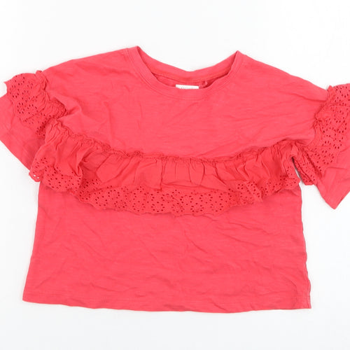 NEXT Girls Pink  Cotton Basic T-Shirt Size 6 Years Round Neck Pullover