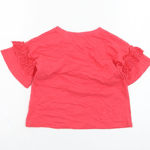 NEXT Girls Pink  Cotton Basic T-Shirt Size 6 Years Round Neck Pullover