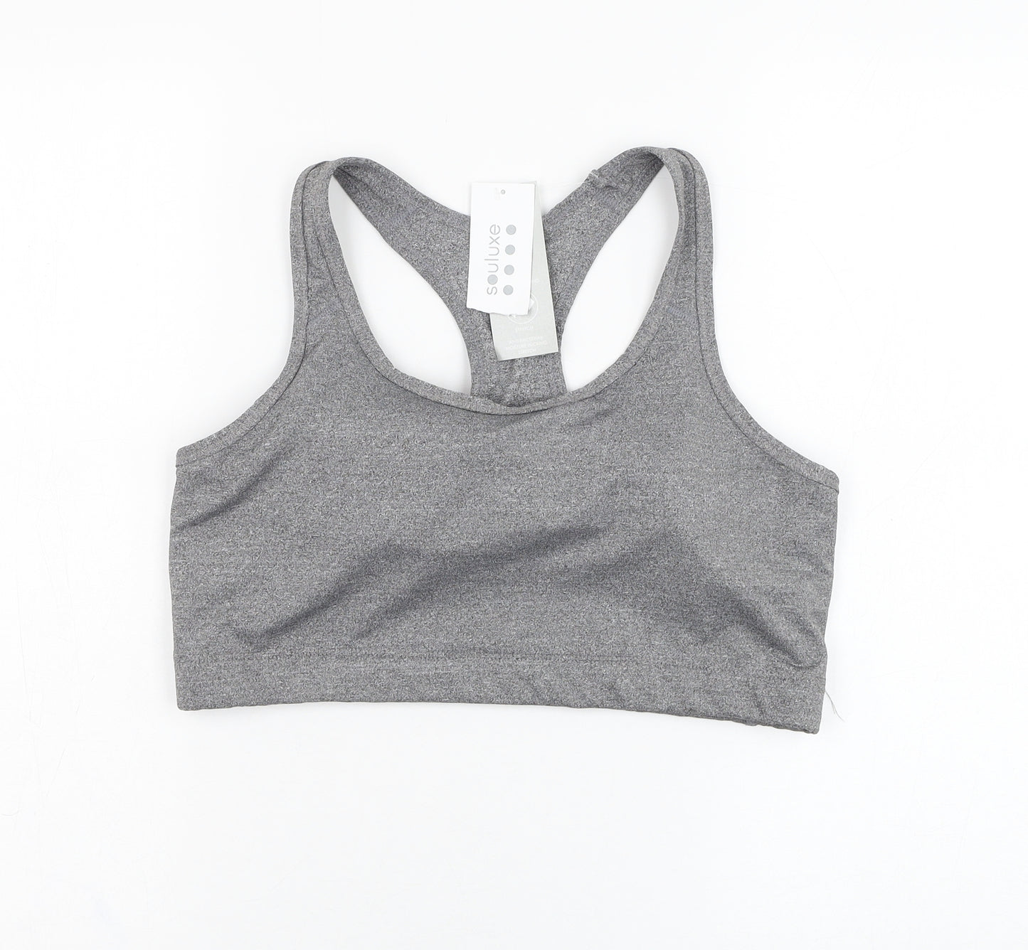 Matalan Womens Grey  Polyester Cropped Tank Size L Round Neck Pullover - Sports bra