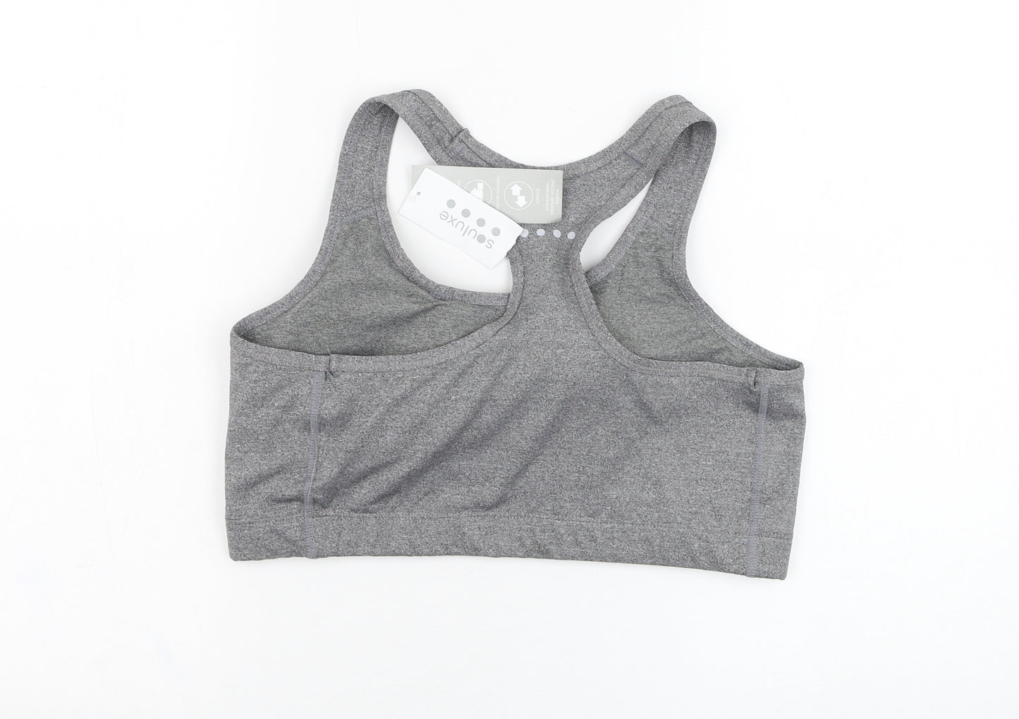 Matalan Womens Grey  Polyester Cropped Tank Size L Round Neck Pullover - Sports bra
