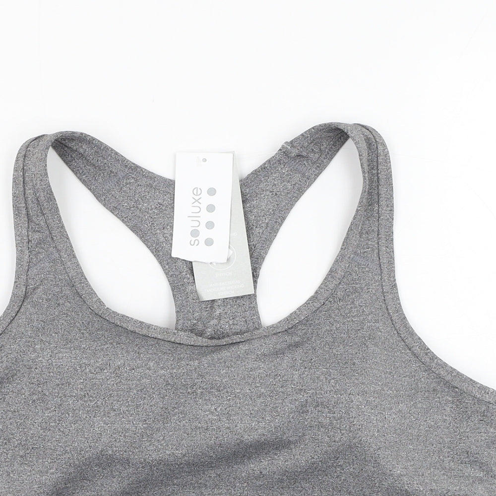 Matalan Womens Grey  Polyester Cropped Tank Size L Round Neck Pullover - Sports bra