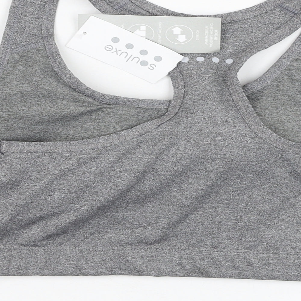 Matalan Womens Grey  Polyester Cropped Tank Size L Round Neck Pullover - Sports bra