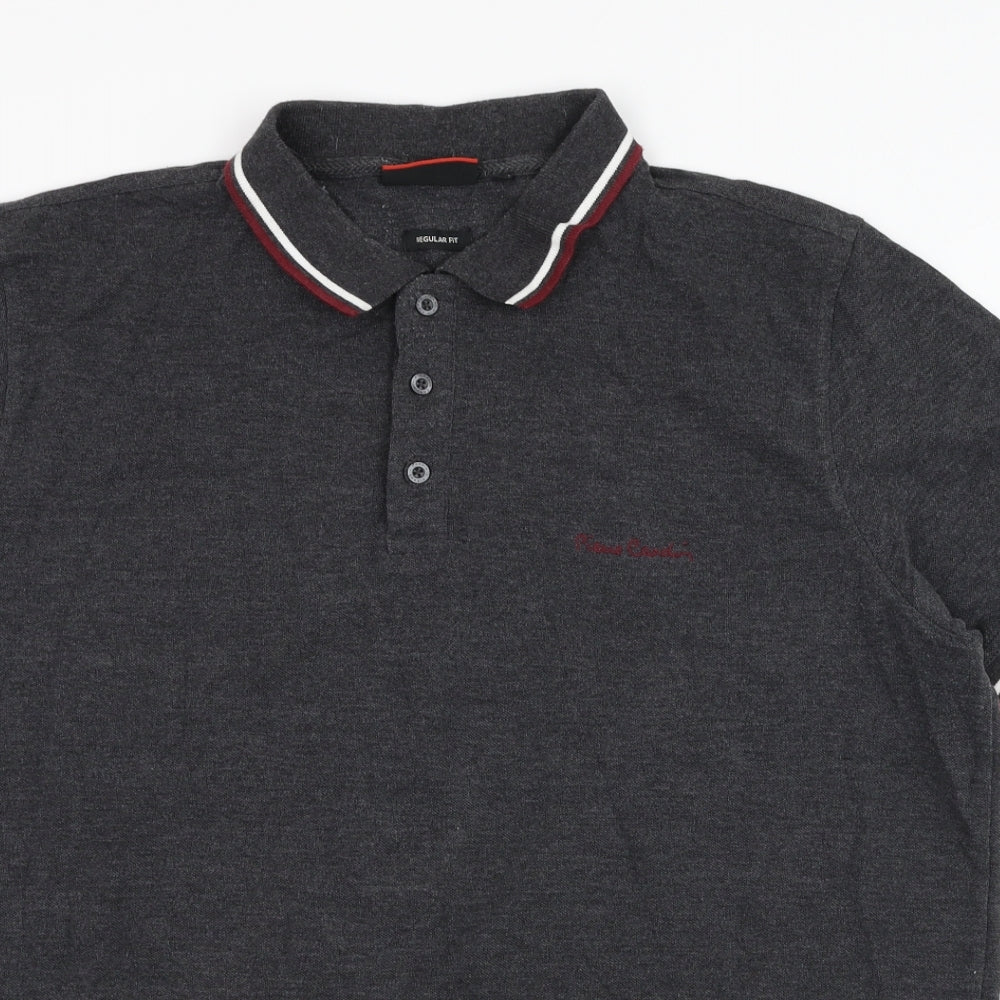Pierre Cardin Mens Grey  Cotton  Polo Size XL Collared Pullover