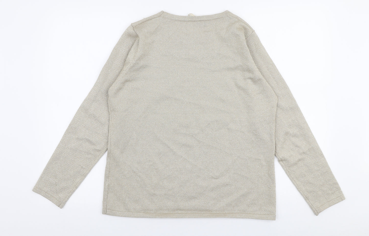 BM Collection Womens Gold Round Neck  Acrylic Pullover Jumper Size M