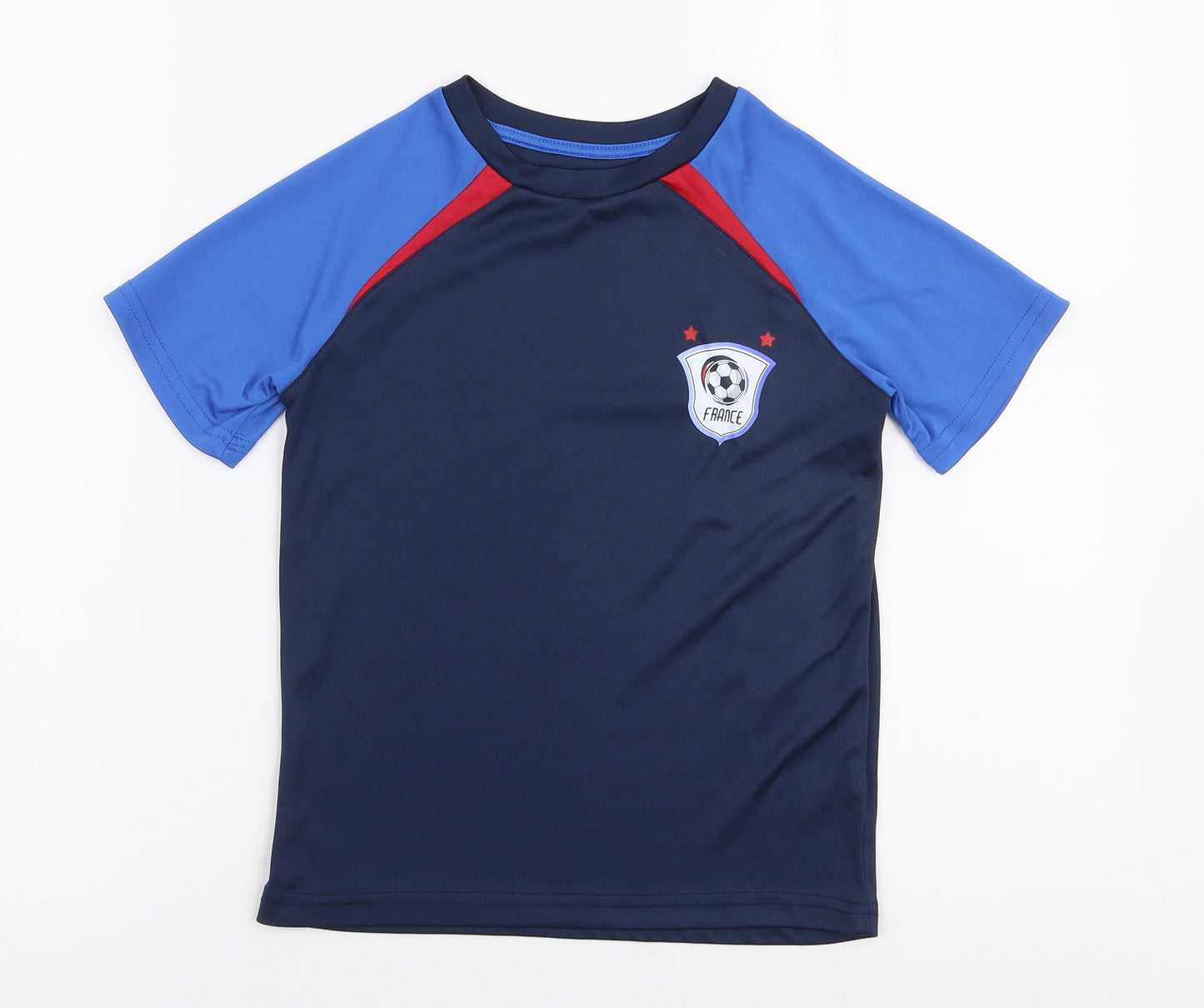 Dunnes Stores Boys Blue  Polyester Jersey T-Shirt Size 9 Years Round Neck Pullover - France