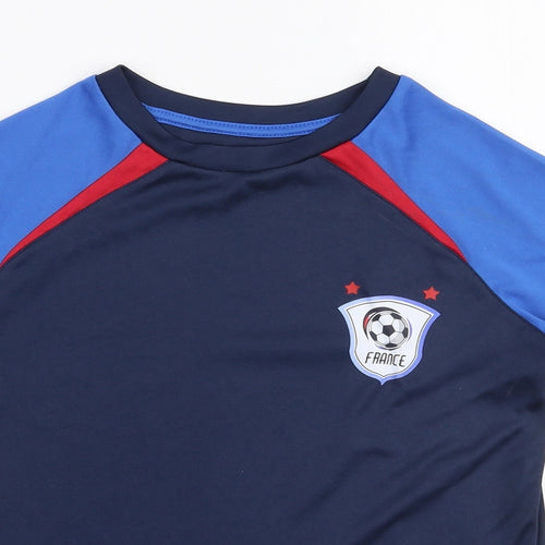 Dunnes Stores Boys Blue  Polyester Jersey T-Shirt Size 9 Years Round Neck Pullover - France