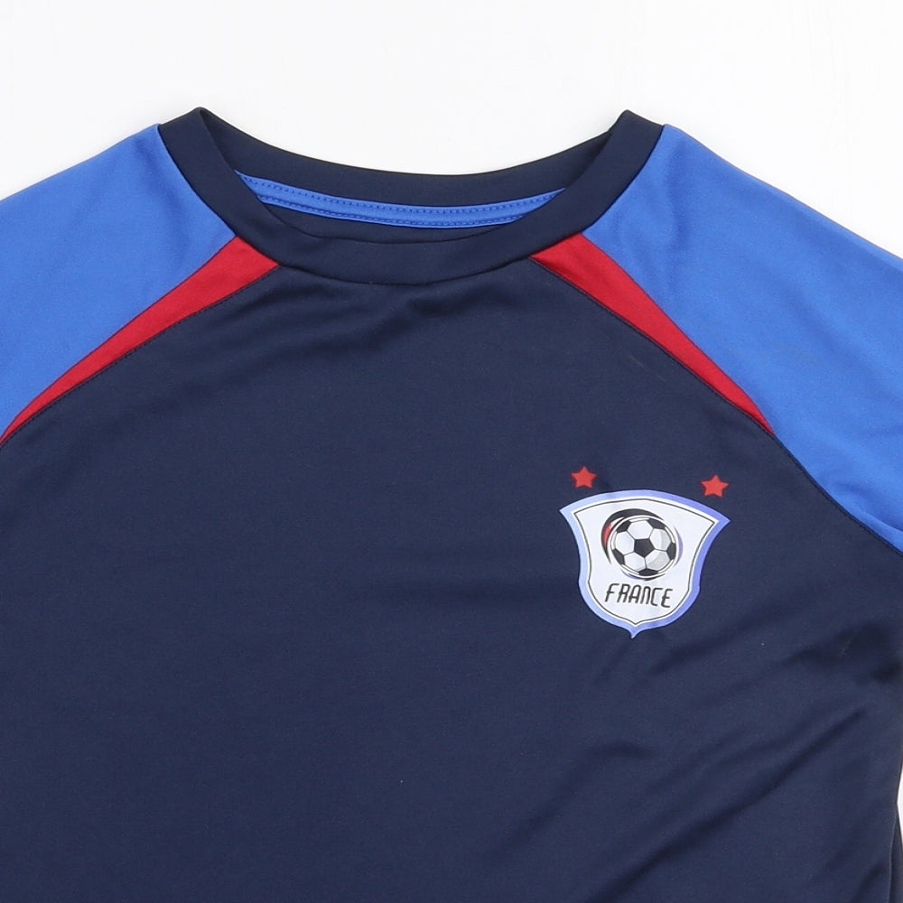 Dunnes Stores Boys Blue  Polyester Jersey T-Shirt Size 9 Years Round Neck Pullover - France
