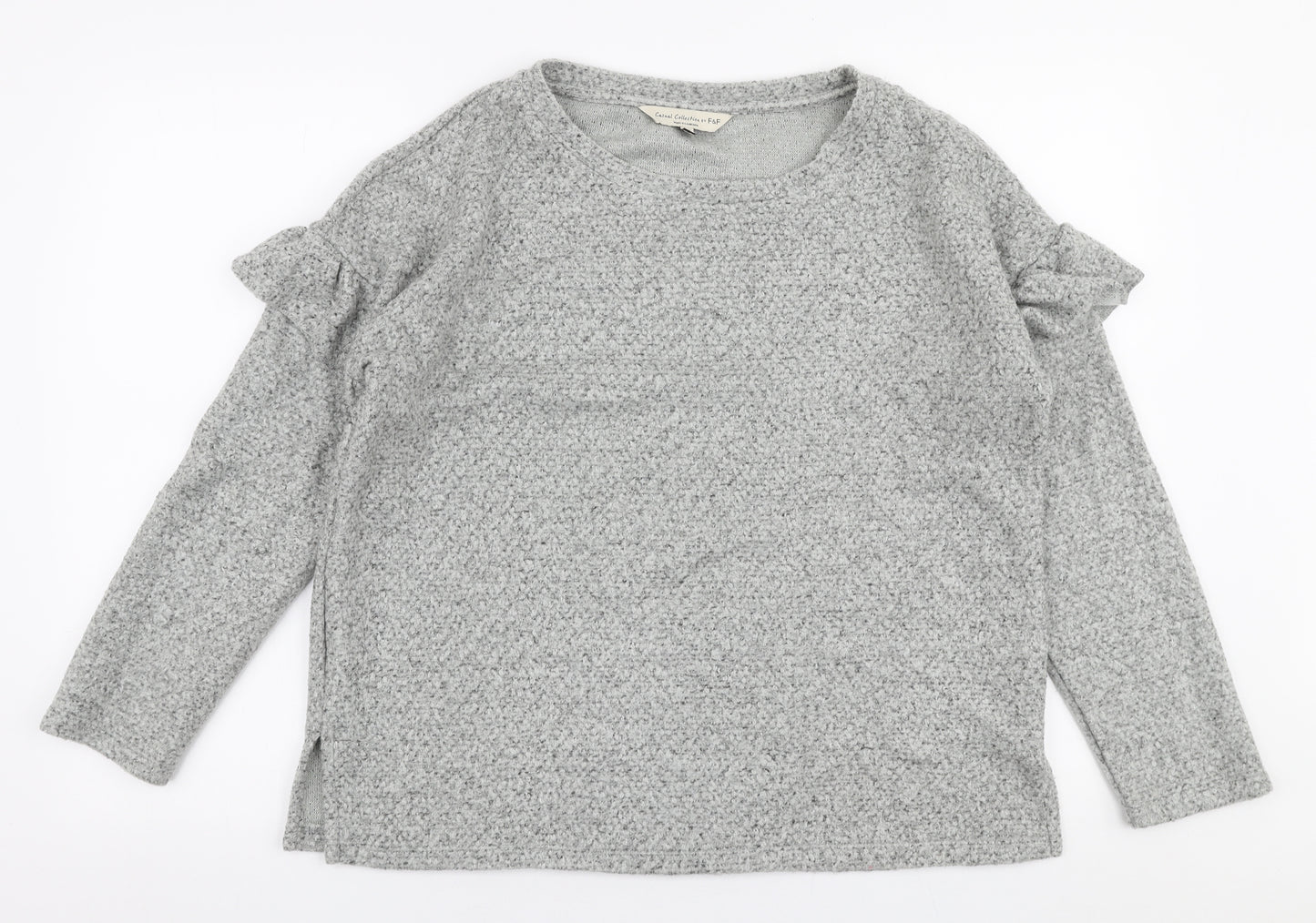 F&F Womens Grey Round Neck  Acrylic Pullover Jumper Size 12