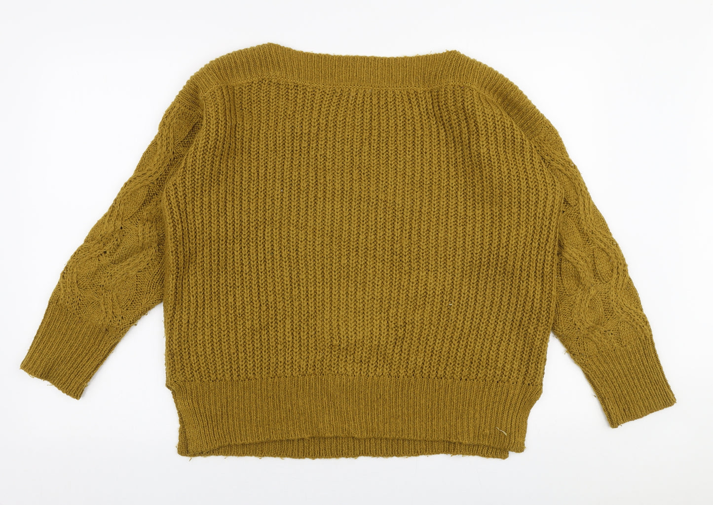 TU Womens Yellow Boat Neck  Acrylic Pullover Jumper Size 12