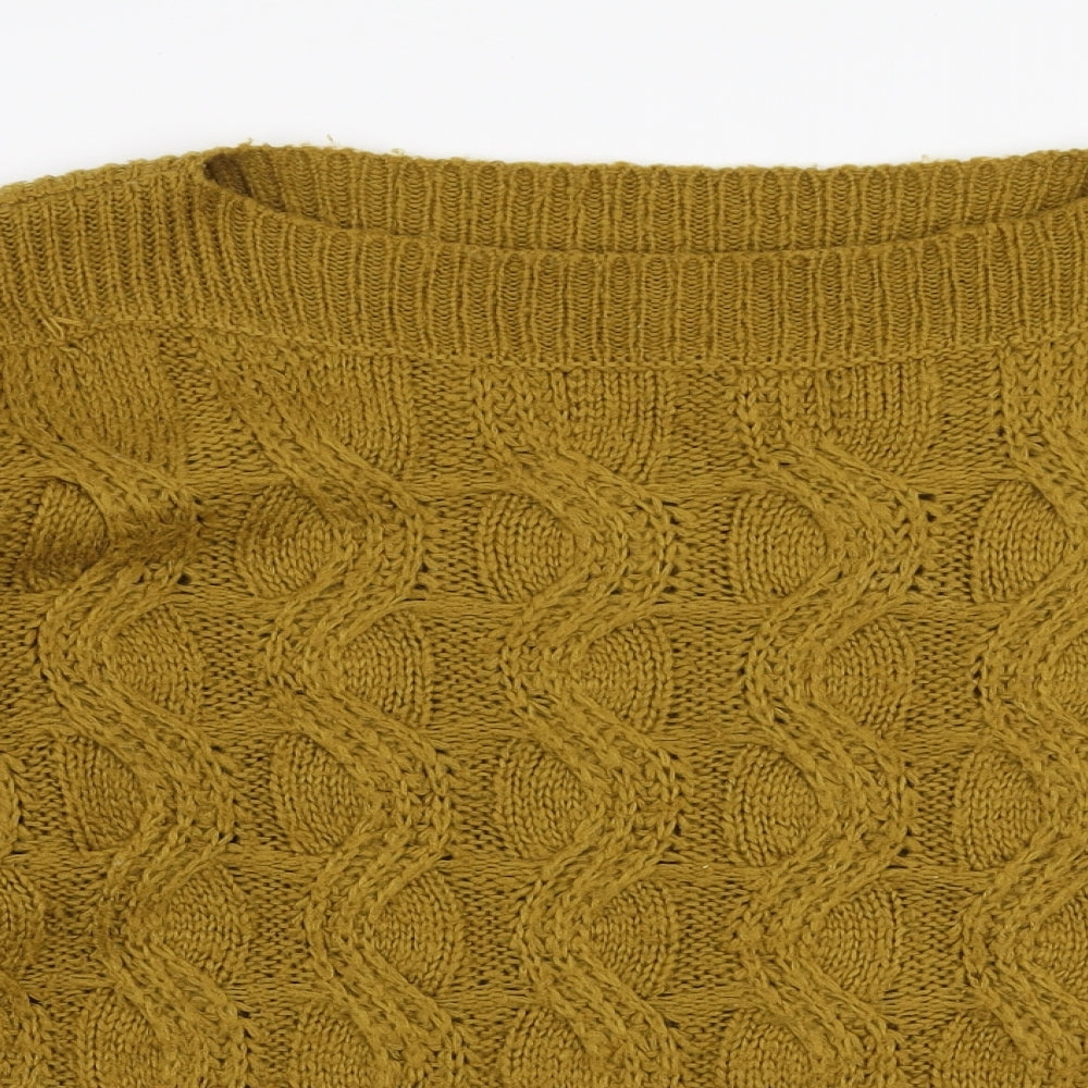 TU Womens Yellow Boat Neck  Acrylic Pullover Jumper Size 12