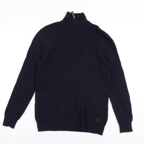 Hammond & Co Mens Blue High Neck  Wool Pullover Jumper Size S
