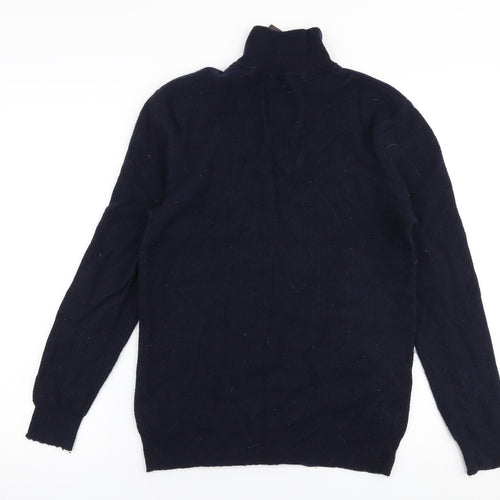 Hammond & Co Mens Blue High Neck  Wool Pullover Jumper Size S