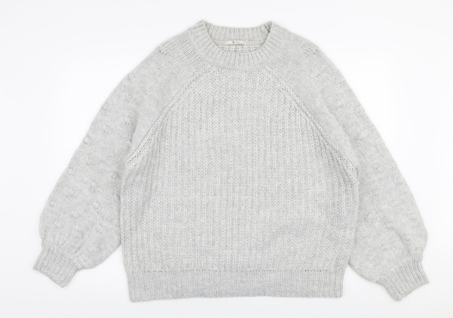 TU Womens Grey Round Neck  Acrylic Pullover Jumper Size 18