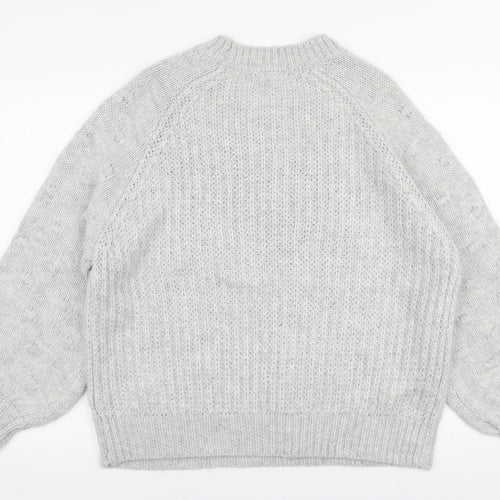 TU Womens Grey Round Neck  Acrylic Pullover Jumper Size 18