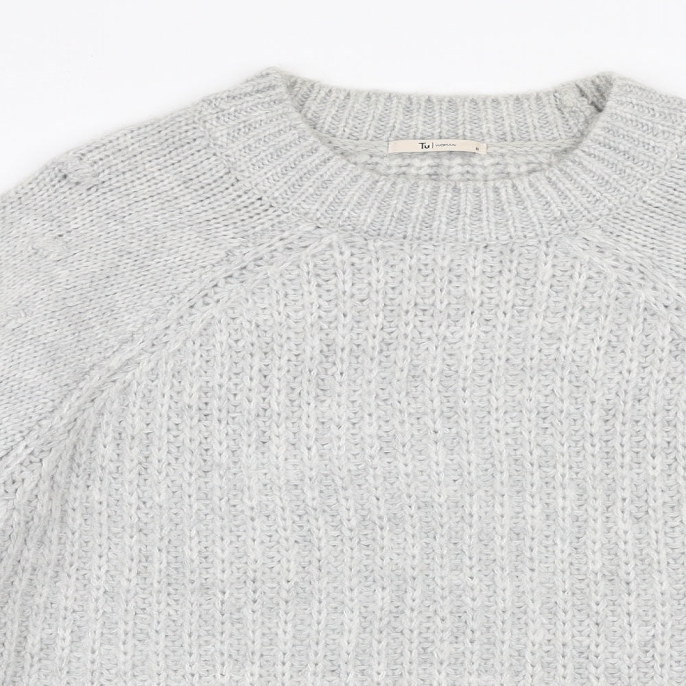 TU Womens Grey Round Neck  Acrylic Pullover Jumper Size 18
