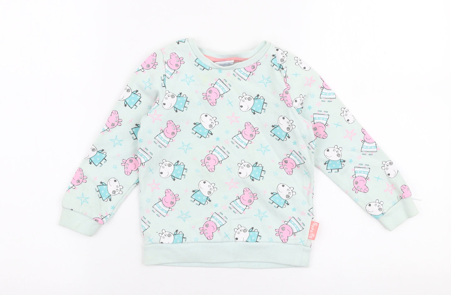 Mini Club Girls Green  Cotton Pullover Sweatshirt Size 3-4 Years  Pullover - Peppa pig