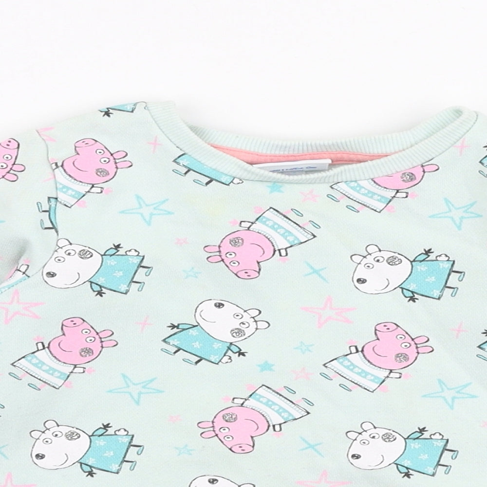 Mini Club Girls Green  Cotton Pullover Sweatshirt Size 3-4 Years  Pullover - Peppa pig