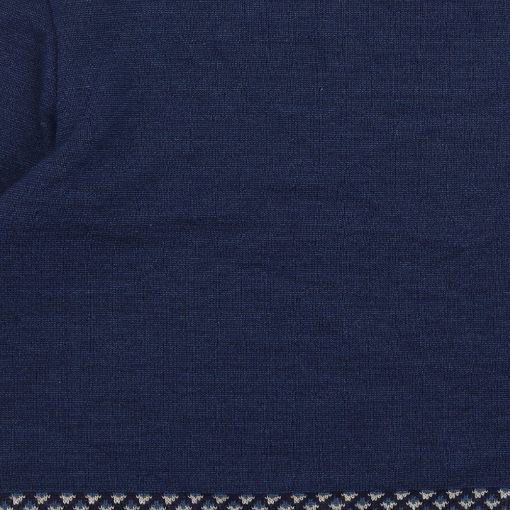 Afibel Womens Blue Round Neck  Wool Pullover Jumper Size 10