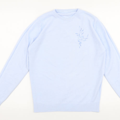 Preworn Womens Blue Round Neck  Polyester Pullover Jumper Size S