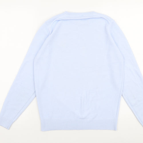 Preworn Womens Blue Round Neck  Polyester Pullover Jumper Size S