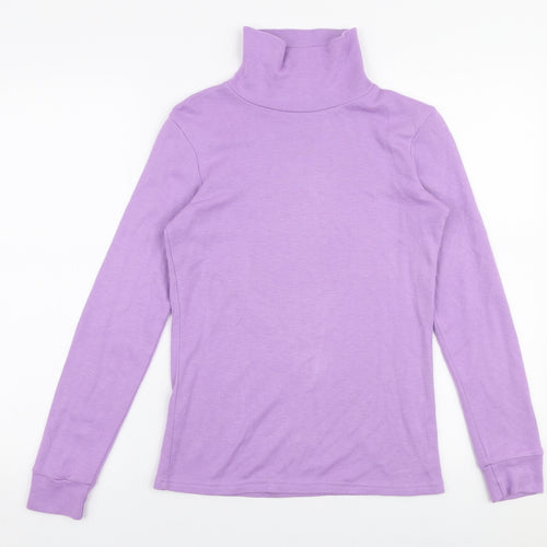 Afibel Womens Purple  Polyester Jersey T-Shirt Size 12 High Neck