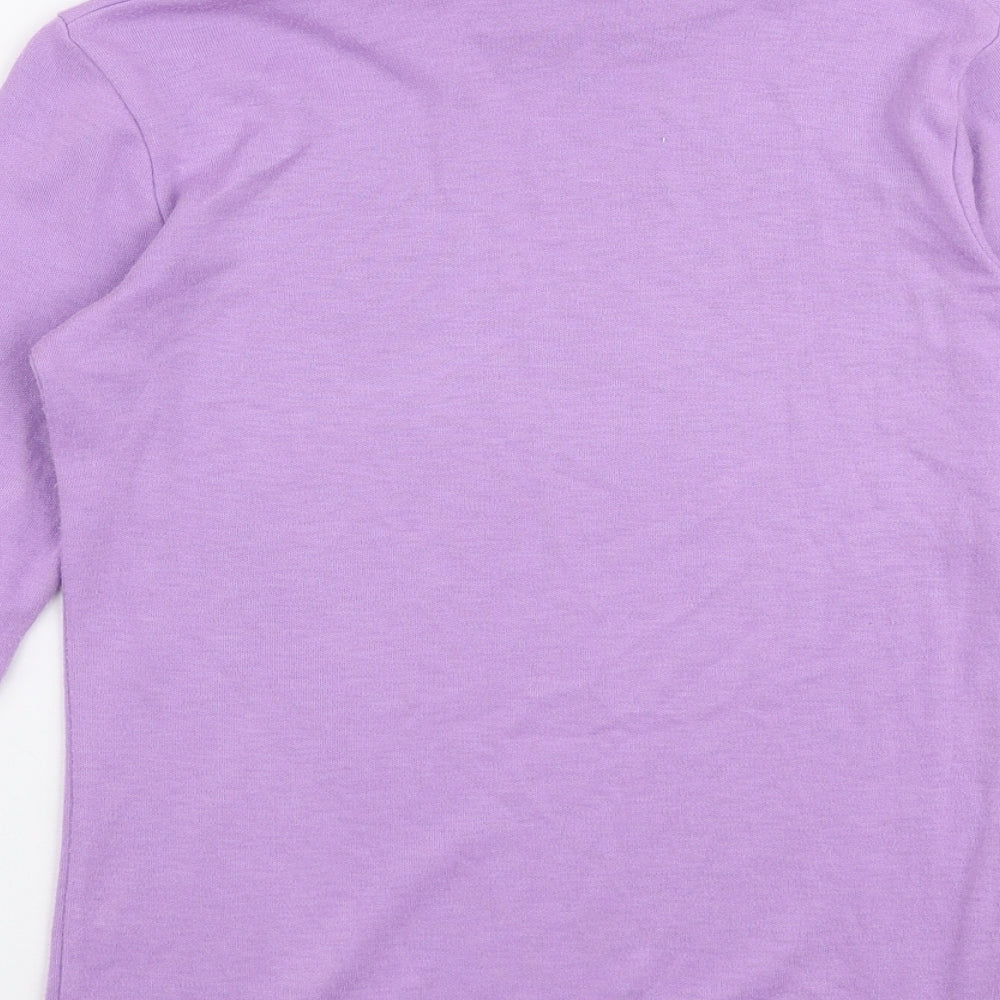 Afibel Womens Purple  Polyester Jersey T-Shirt Size 12 High Neck