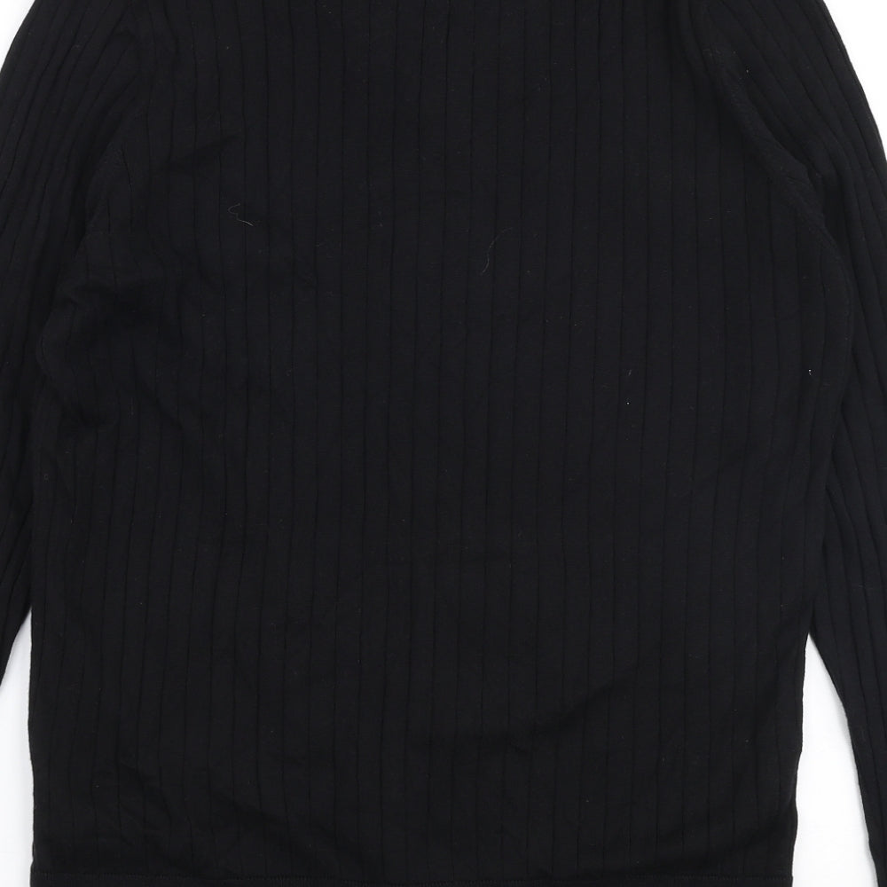 Marks and Spencer Mens Black Collared  Cotton Pullover Jumper Size M