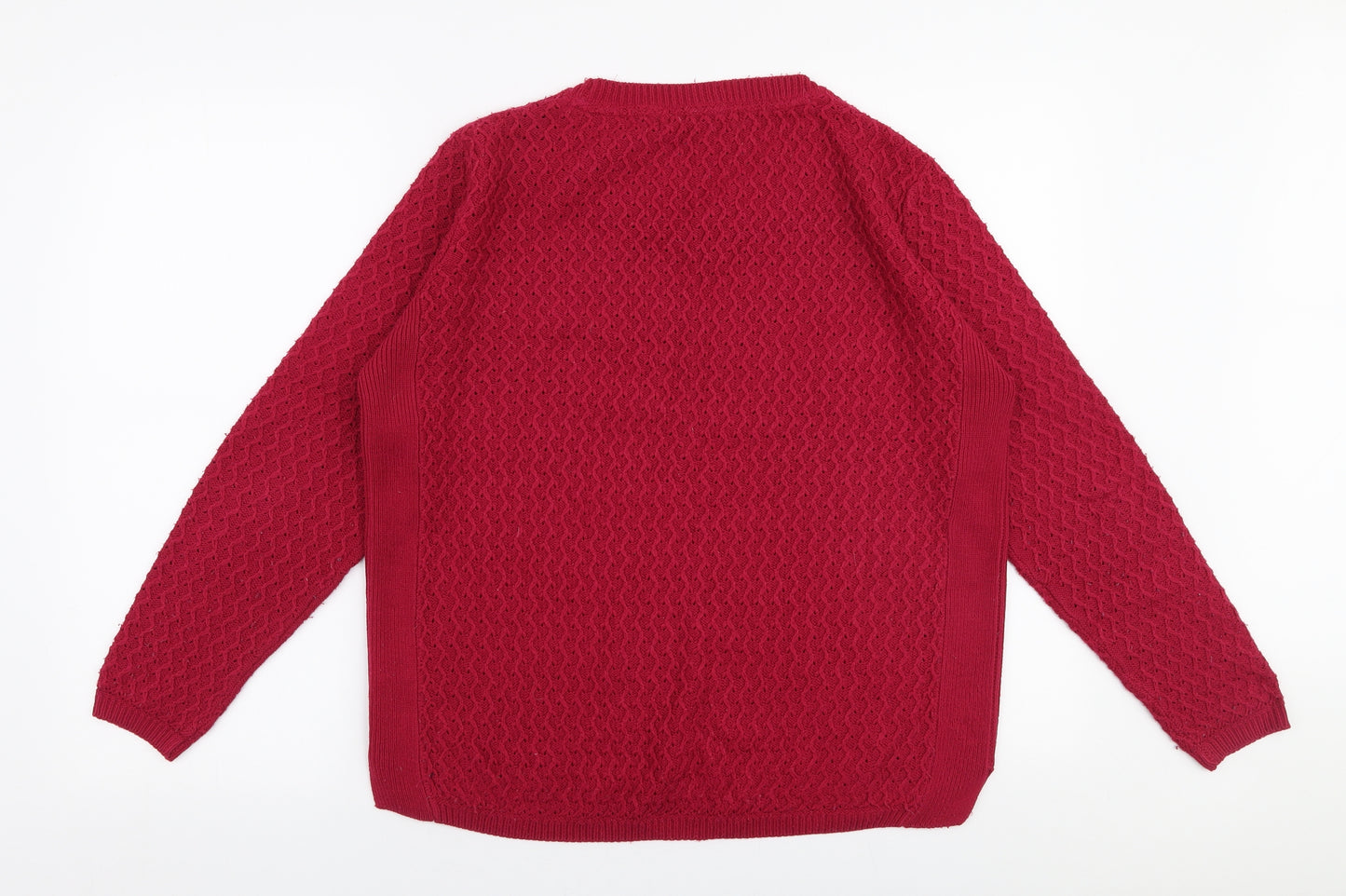 Isle Womens Pink Round Neck  Acrylic Pullover Jumper Size M