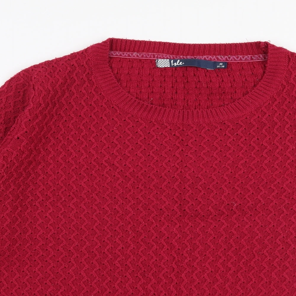Isle Womens Pink Round Neck  Acrylic Pullover Jumper Size M