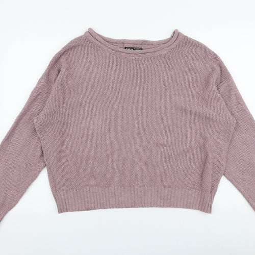 SheIn Womens Purple Boat Neck  Polyester Pullover Jumper Size L