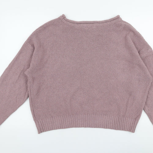 SheIn Womens Purple Boat Neck  Polyester Pullover Jumper Size L