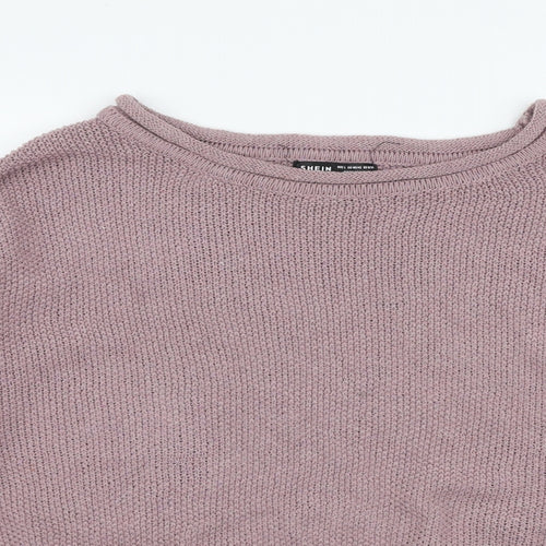 SheIn Womens Purple Boat Neck  Polyester Pullover Jumper Size L