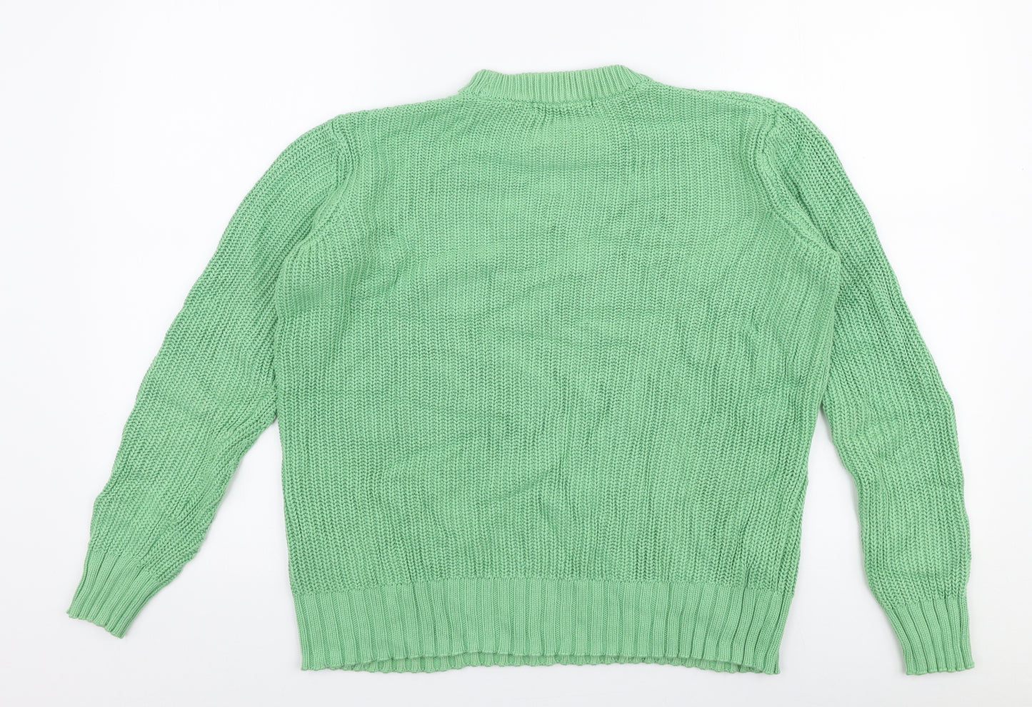 Marks and Spencer Womens Green Round Neck  100% Cotton Pullover Jumper Size S