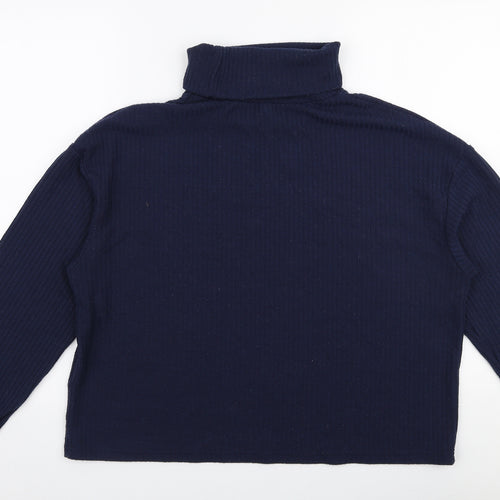 SheIn Womens Blue Roll Neck  Elastane Pullover Jumper Size L