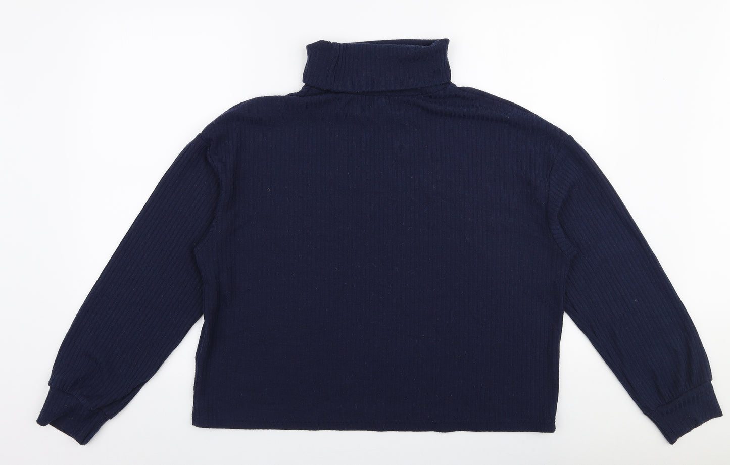 SheIn Womens Blue Roll Neck  Elastane Pullover Jumper Size L