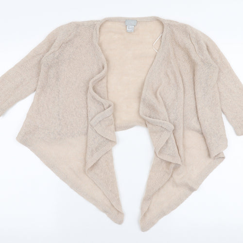 H&M Womens Beige V-Neck  Acrylic Cardigan Jumper Size S