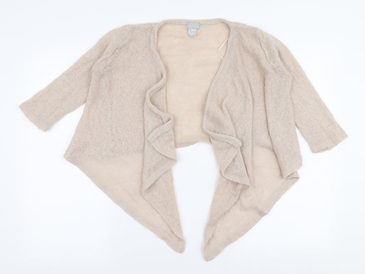 H&M Womens Beige V-Neck  Acrylic Cardigan Jumper Size S