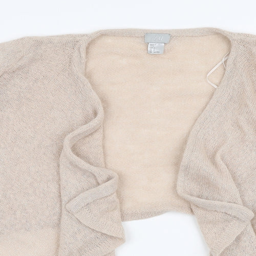 H&M Womens Beige V-Neck  Acrylic Cardigan Jumper Size S