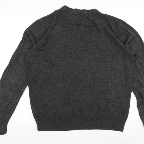 TU Mens Grey Round Neck  Acrylic Pullover Jumper Size L